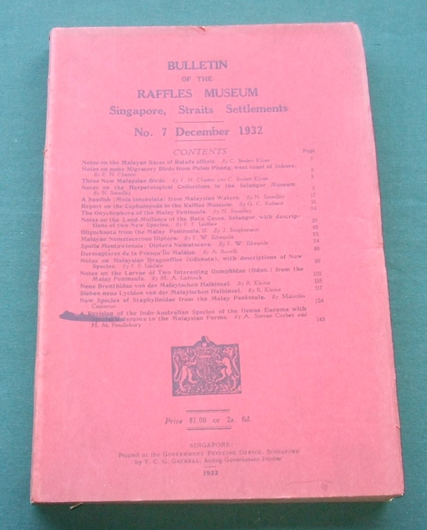 Image for Bulletin of the Raffles Museum Singapore, Straits SettlementsI. No 7. December 1932.