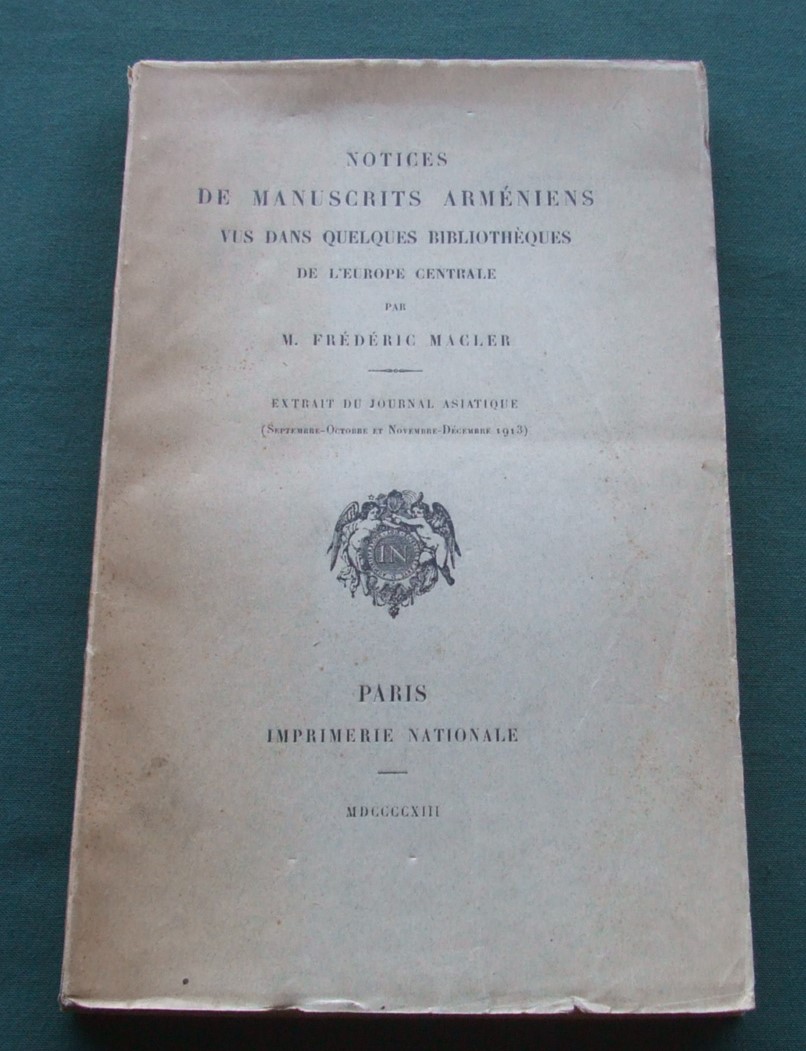 Image for Notices de manuscrits armeniens vus dans quelques bibliotheques de l'Europe Centrale