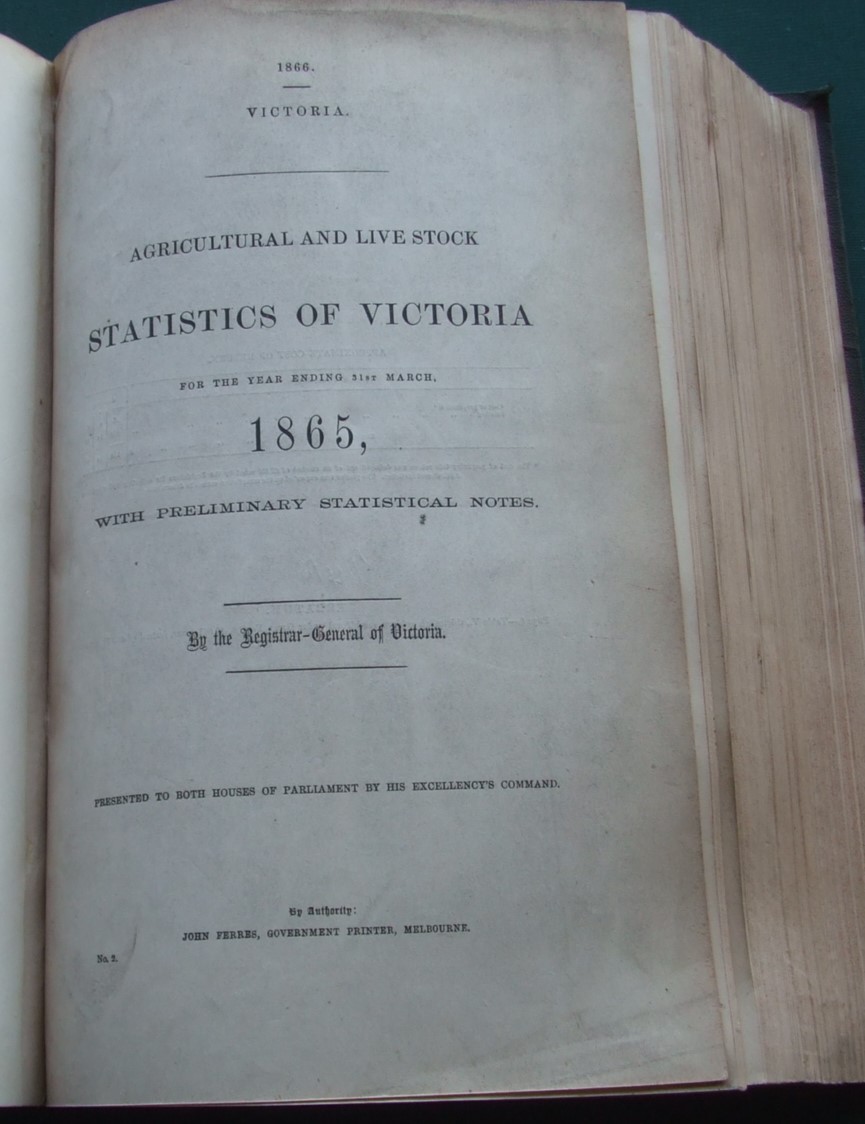 Image for Statistics of the Colony of Victoria for the Year 1865  & 1866