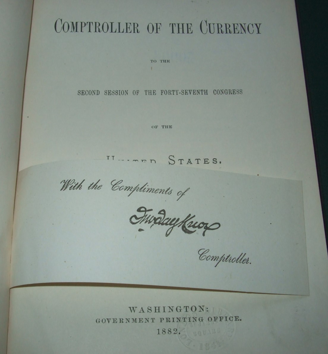 Image for Annual Report of the Comptroller of the Currency to the Second Session of the Forty-Seventh  Congress of the United States
