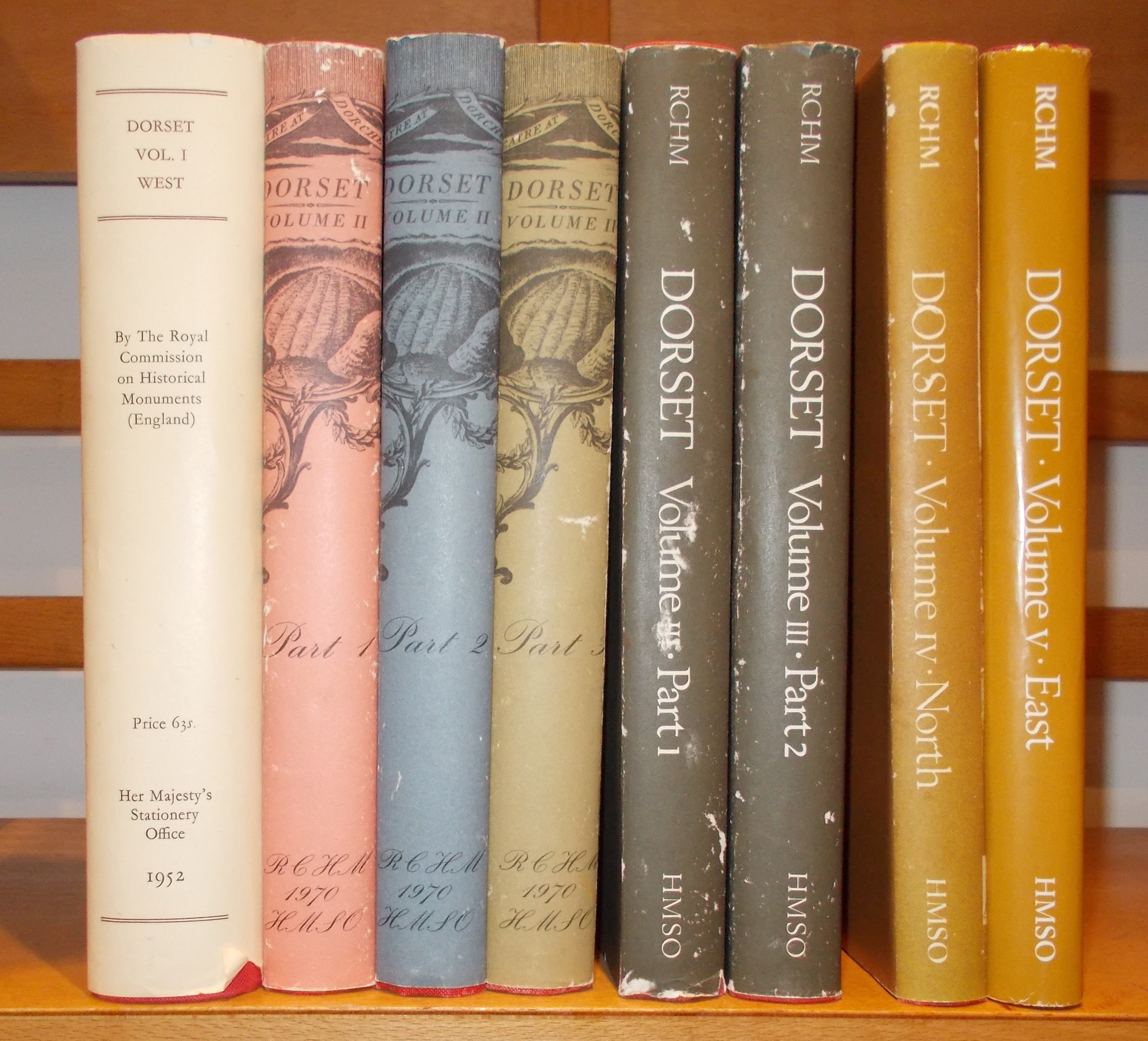 Image for An Inventory of the Historical Monuments in the County of Dorset. 8 Volumes Complete: Vol.I West; Vol.II South, Parts 1, 2 & 3; Vol.III Central, Parts I & II; Vol.IV North; and Vol.V East.