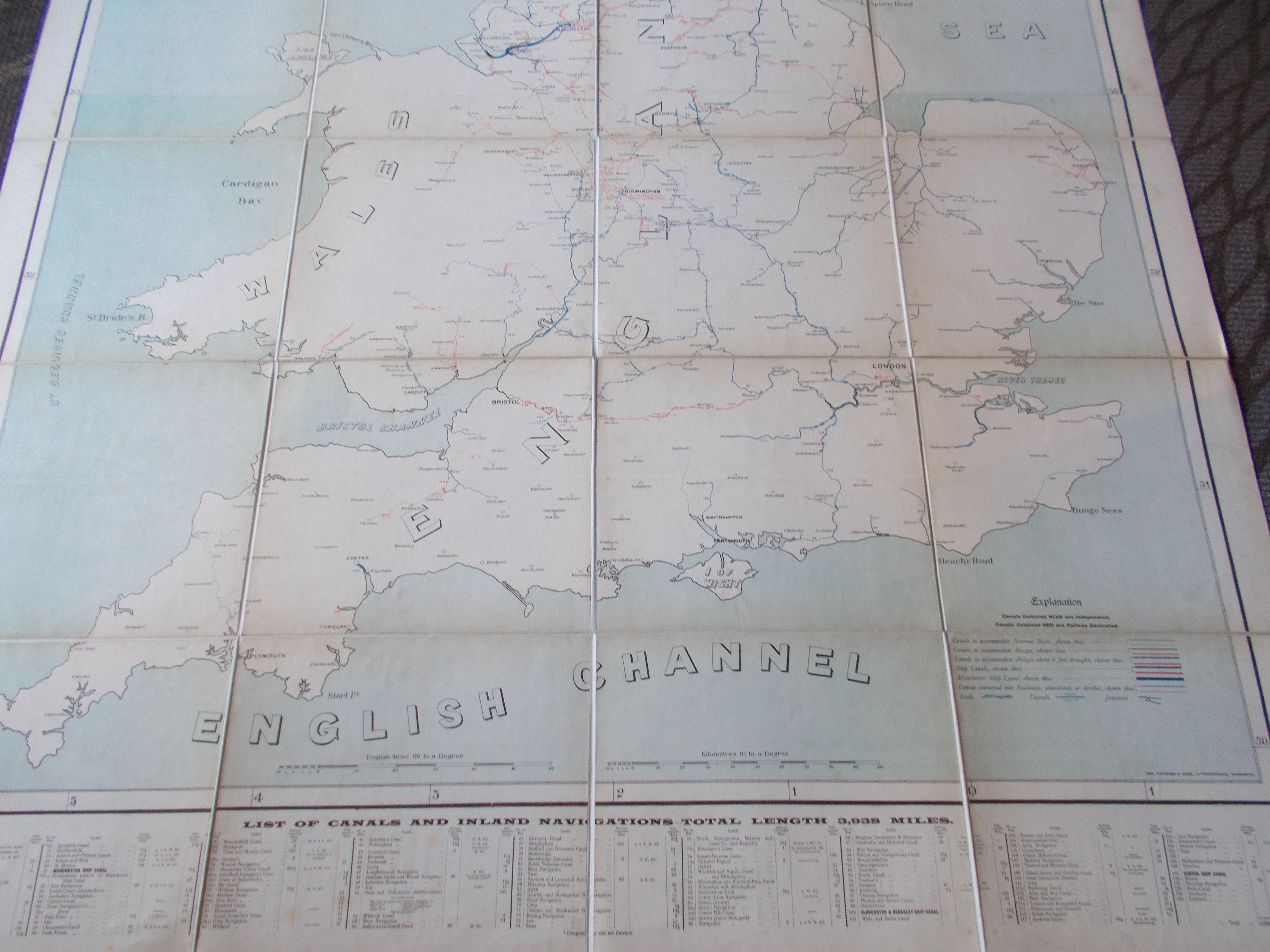 Map of Canals and Navigable Rivers of England & Wales [ Very Large Map ]