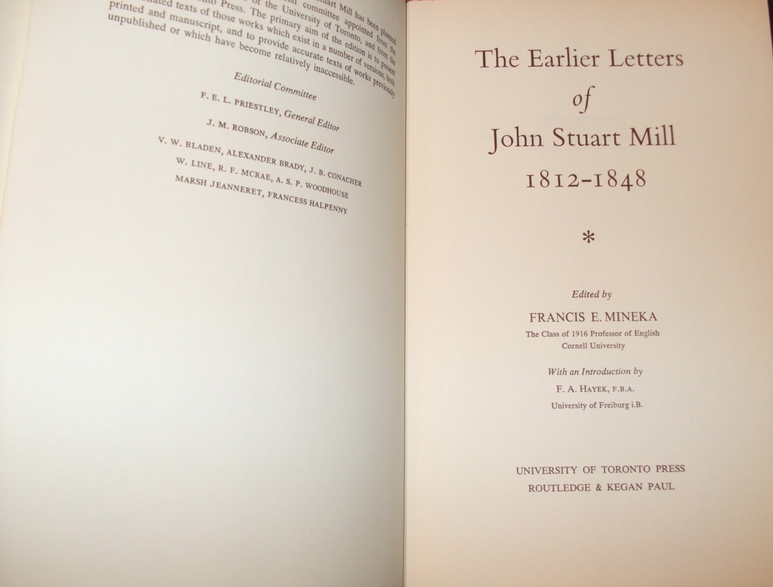 The Earlier Letters of John Stuart Mill 18121848 [ Complete in 2 Volumes ]