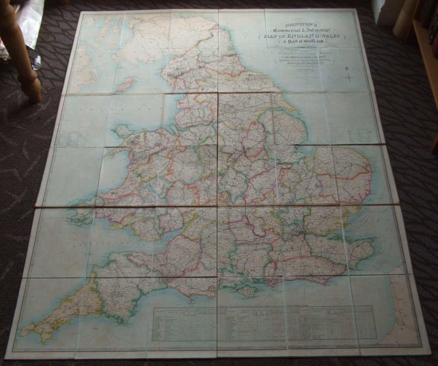 Image for Johnston's Commercial & Industrial Map of England and Wales & Part of Scotland Showing the Lines of Railway Complete or in Progress the Seats of the Principal Trades & Manufactures & the Districts of Mines & Minerals, Distinguishing Canals & Navigable .