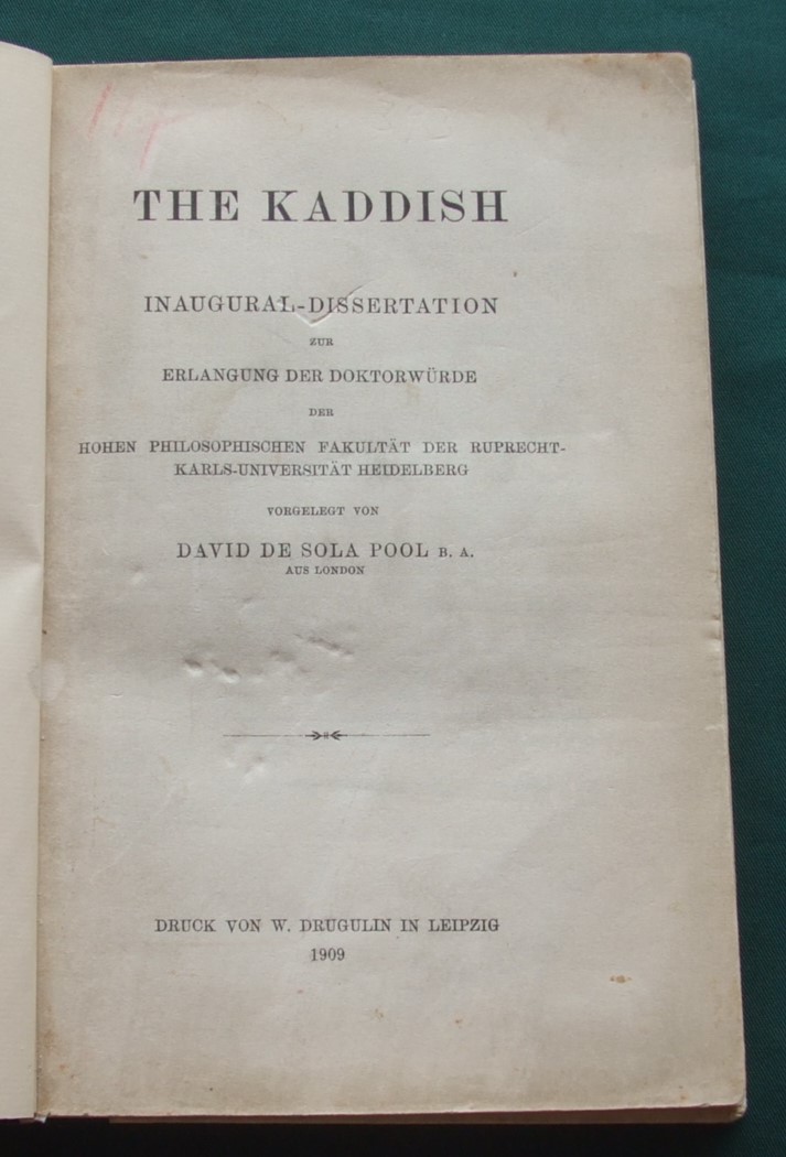 The Kaddish Inaugural Dissertation Zur Erlangung Der Doktorwurde Der ...